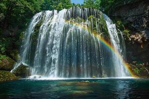 Rainbow Arching over a Cascading Waterfall photo