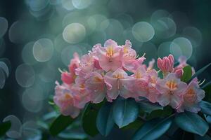 Pink Rhododendrons in Full Bloom. Nature Background photo