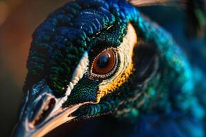 Nature Background of a Peacocks Eye. Showcasing  Colors and Intricate Feathers photo