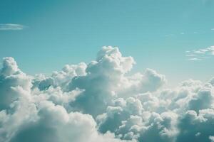 Fluffy White Clouds Drifting Across a Bright Blue Sky Nature Background photo