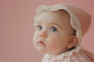 Retro Baby in Pink Background photo