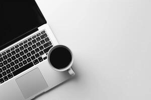 Laptop Mockup with Stylish Tech Background photo