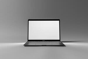 Laptop Mockup Background Featuring Laptop Alone on Desk Background photo