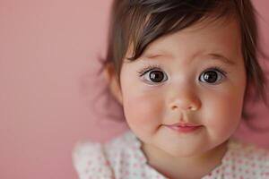 Baby with  Pink Background in  Portrait photo