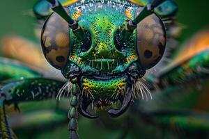A Nature Background of a tiger beetles eye. with intricate facets and a predatory stare photo