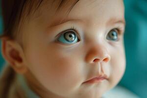 Baby in  Aqua Background with  and  Design photo