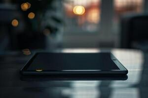 Tablet Screen Mockup on  Background with High Tech Design photo