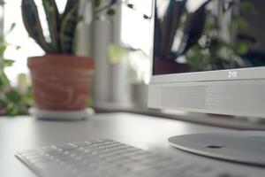 Desktop Computer Mockup with  Design Elements photo