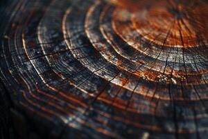 Tree rings visible in a cross section of a wooden log highlighting natural patterns background photo