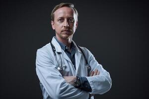 Surgeon in scrubs ready for surgical procedures set background background photo