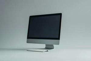 Desktop computer mockup featuring a stylish and functional design perfect for digital content and professional use background photo