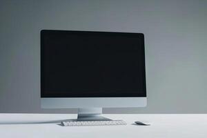 Desktop computer mockup with a high tech and  design for digital projects and professional use background photo