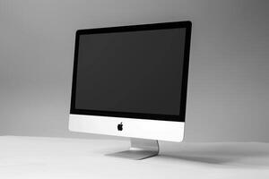 Desktop computer mockup with a futuristic and professional look perfect for business and tech presentations background photo
