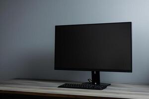Desktop computer mockup highlighting a stylish and  design for business and tech presentations background photo