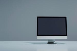 Desktop computer mockup showcasing a  and professional design for tech and business uses background photo