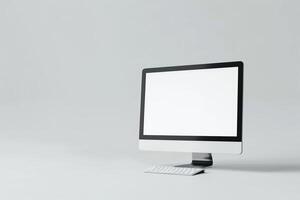 Desktop computer mockup with a  and  design for digital projects and business use background photo