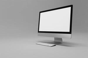 Desktop Computer Mockup on Neutral Professional Background photo