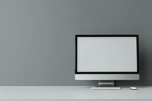 Desktop Computer Mockup Against Subtle Background photo