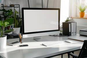Professional Computer Mockup with  Background photo