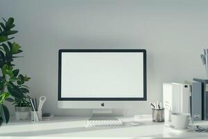 Computer Mockup with Trendy  Background photo