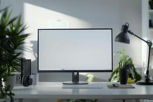 Stylish Computer Mockup with   Background photo