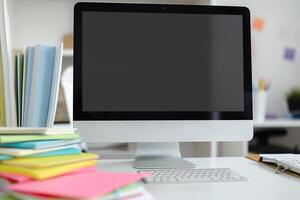 Computer Mockup with  Professional  Background photo