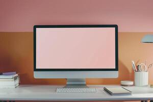 Computer Mockup with   Background photo