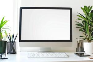 Computer Mockup with   Background photo