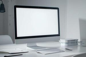 Contemporary Computer Mockup with Crisp  and  Background photo