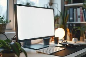 Computer Mockup with Refined and Stylish Background for Professional Presentations photo