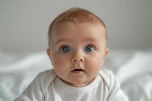 Newborn Baby in White Onesie with Comfortable and Charming Design photo