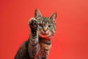 Adorable Cat Showing Paw Background Ideal for Pet graphy photo