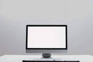 Stylish Desktop Computer Mockup on  Surface Background photo