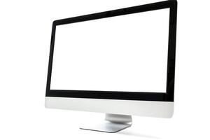 and  Desktop Computer Mockup with High Tech Background photo