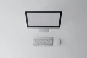 Desktop Computer Mockup with  Design Background photo