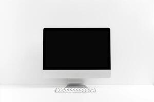 Desktop Computer Mockup with Professional Background photo