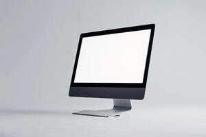 High Tech Desktop Computer Mockup with Sophisticated Surface Background photo