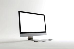 Desktop Computer Mockup with High Tech and  Background photo