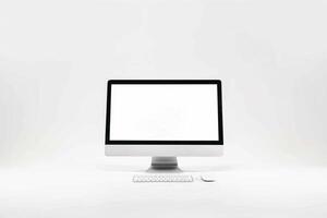 Desktop Computer Mockup with  Design Background photo