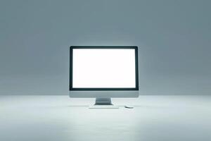Professional Desktop Computer Mockup with High Tech  Background photo
