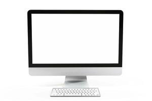 Professional Desktop Computer Mockup with  High Tech Background photo