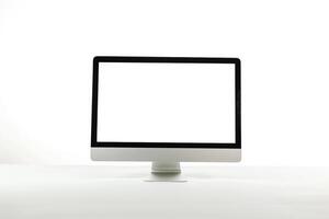 Desktop Computer Mockup with Stylish Tech Background photo