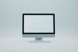 Desktop Computer Mockup with  and Tech Background photo