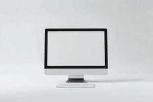 High Tech Desktop Computer Mockup with  Digital Background photo