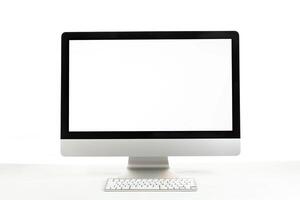 Professional Desktop Computer Mockup with  Tech Background photo