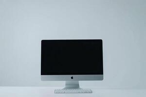 Stylish Desktop Computer Mockup with High Tech and  Background photo