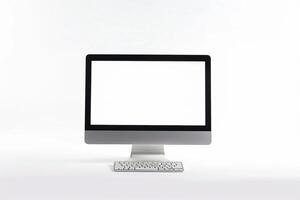 Stylish Desktop Computer Mockup with High Tech  Background photo