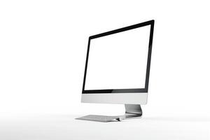 Desktop Computer Mockup with Stylish Tech Background photo