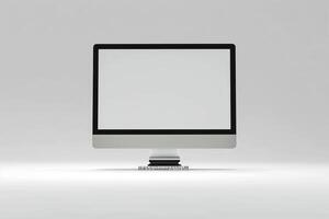 Desktop Computer Mockup with High Tech  Background photo