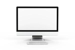 Desktop Computer Mockup with   Tech Background photo